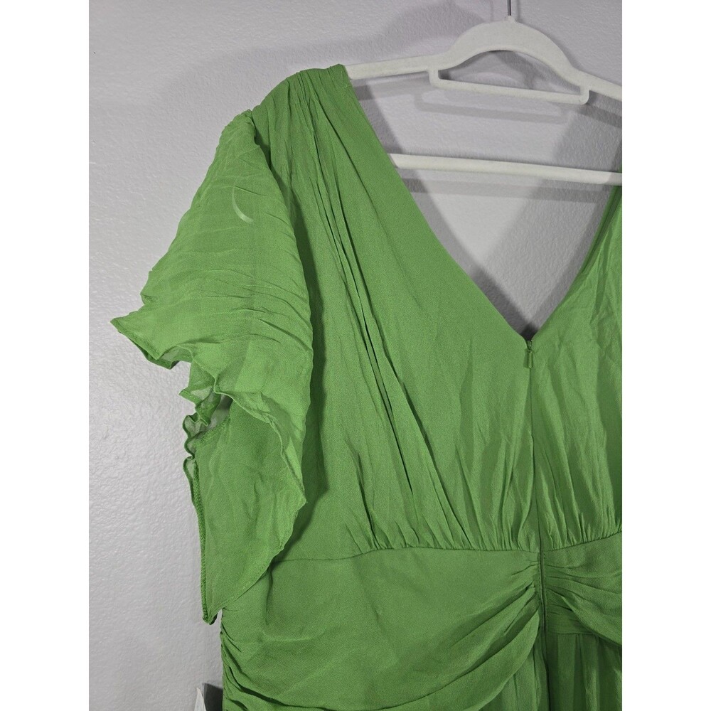 Suzi Chin For Maggy Boutique Green Silk Dress Size 22W  Event Evening Dress BX - Picture 7 of 8